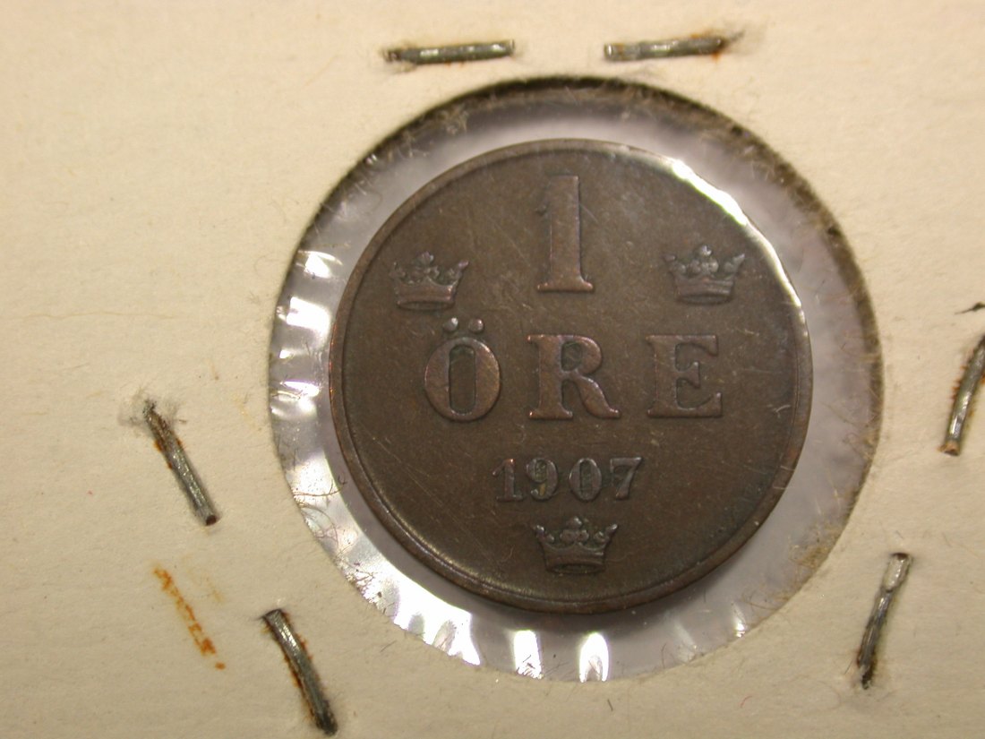G14 Schweden 1 Öre 1907 in sehr schön Originalbilder