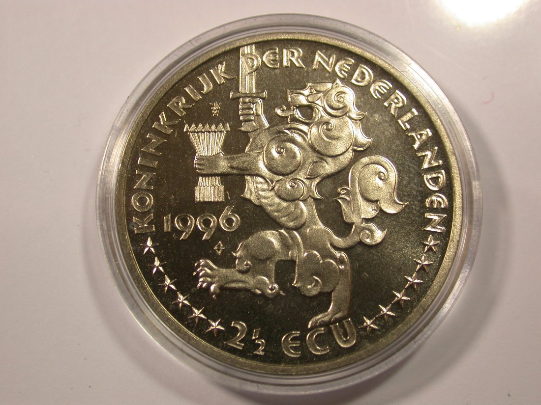  G14 Niederlande  2,5 ECU 1996 Vermeer in ST/EA in Kapsel  Originalbilder   