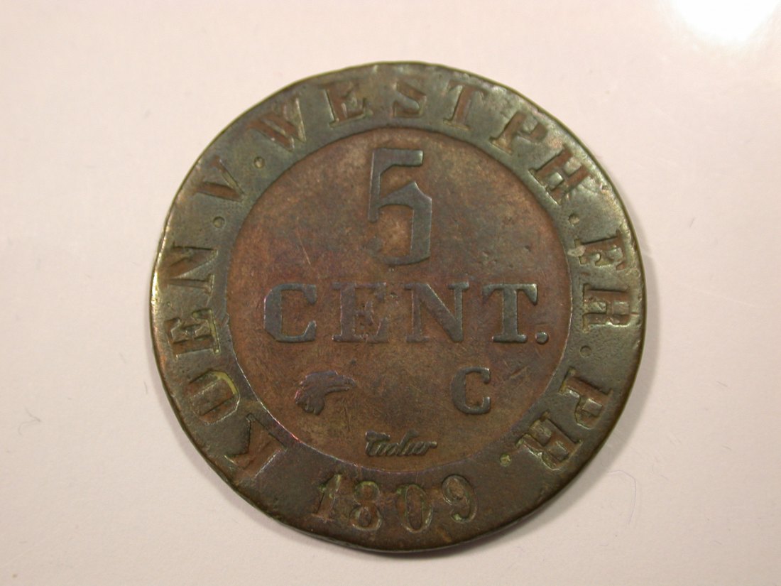  G14 Westfalen 5 Centimes 1809 in sehr schön   Originalbilder   