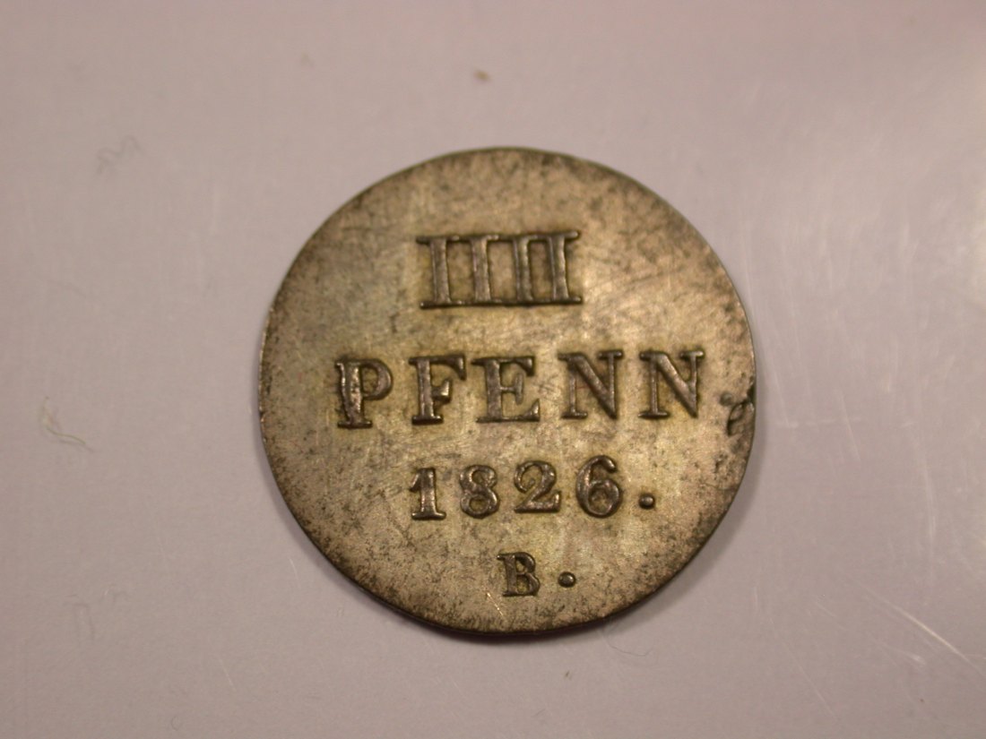 G15 Hannover 4 Pfennig 1826 in vz/vz+ !! Originalbilder