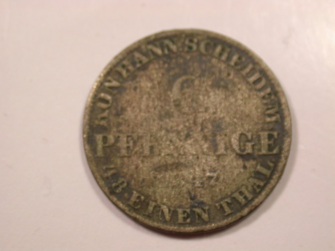  G15 Hannover  6 Pfennig 1847 in f.schön  Originalbilder   