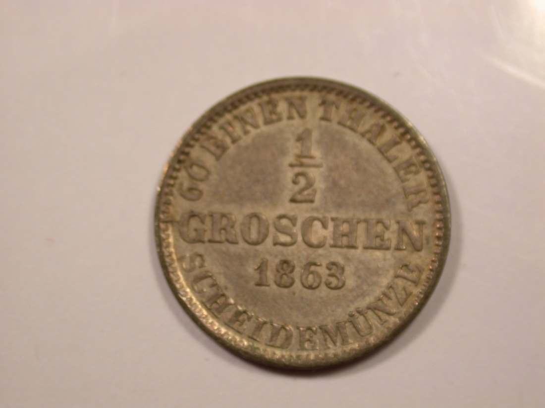 G15 Hannover 1/2 Groschen 1863 in vz-st Originalbilder