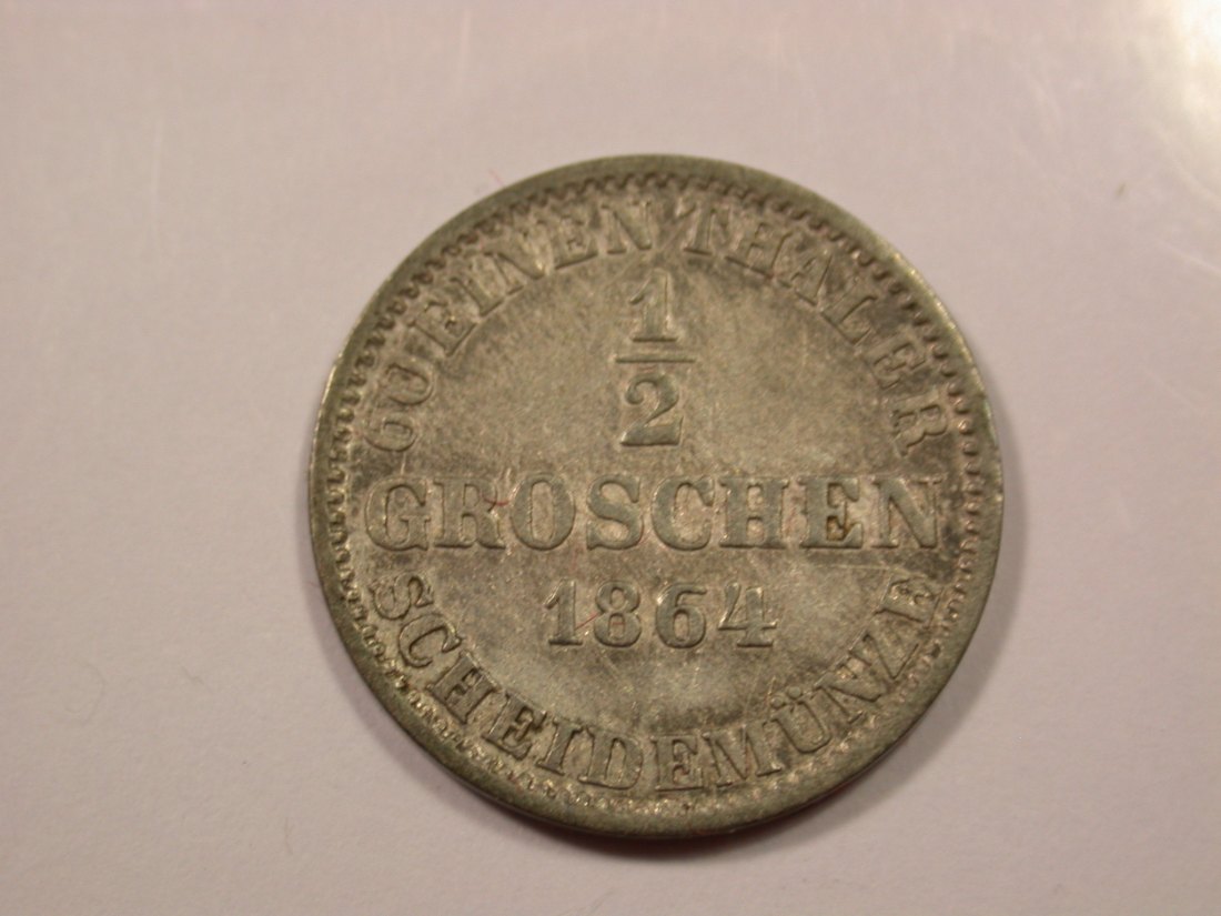 G15 Hannover 1/2 Groschen 1864 in ss-vz Originalbilder