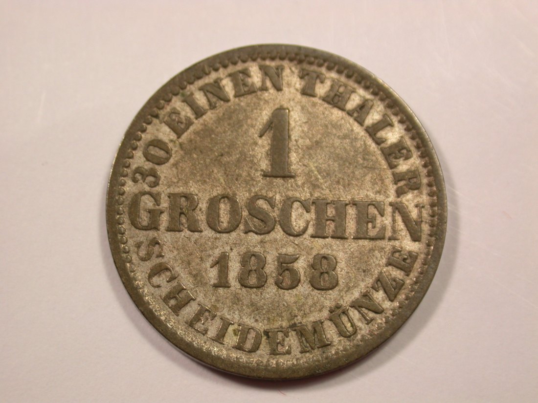  G15 Hannover  1 Groschen 1858 in ss-vz  Originalbilder   