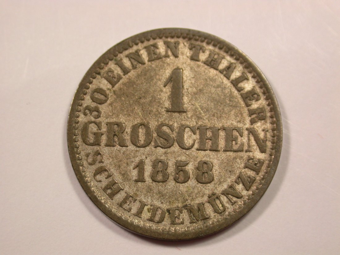G15 Hannover 1 Groschen 1858 in ss-vz Originalbilder