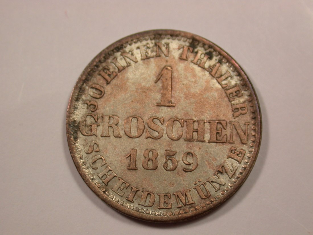G15 Hannover 1 Groschen 1859 in vz-st, Flecken Originalbilder