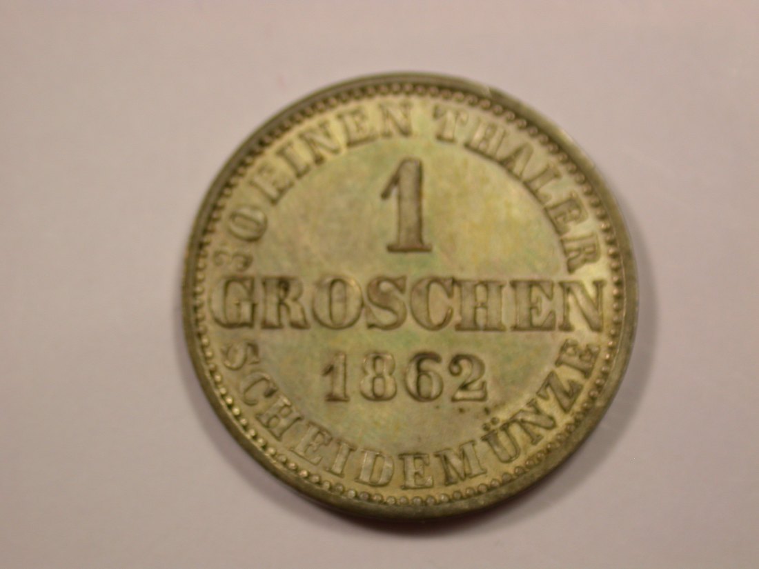  G15 Hannover  1 Groschen 1862 in f.ST   Originalbilder   