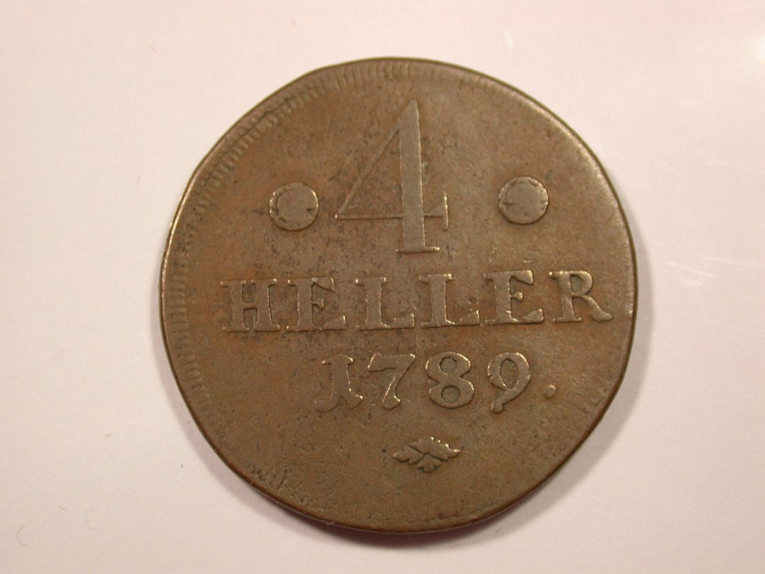 G15 Hessen-Kassel 4 Heller 1789 in ss+ Originalbilder