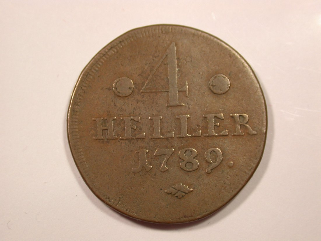  G15 Hessen-Kassel  4 Heller 1789 in ss+ Originalbilder   