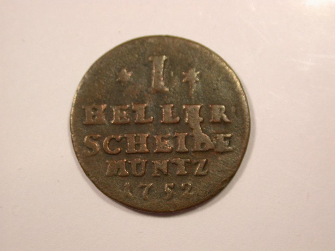 G15 Hessen-Kassel 1 Heller 1752 in f.ss Originalbilder