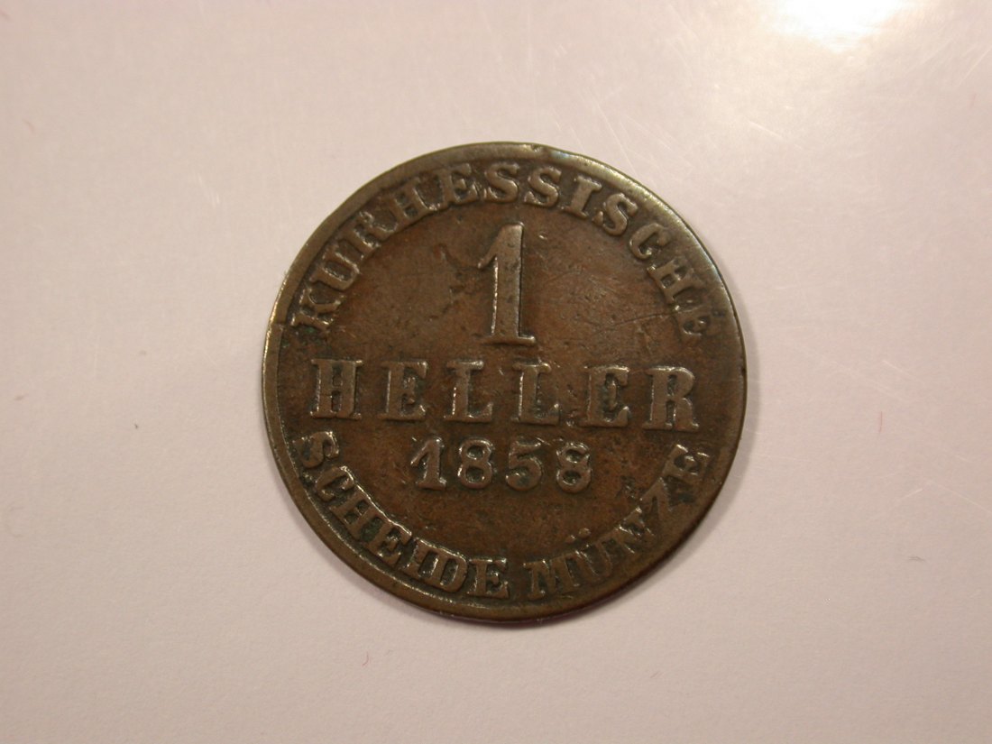  G15 Hessen-Kassel  1 Heller 1858 in f.ss  - R - !!  Originalbilder   