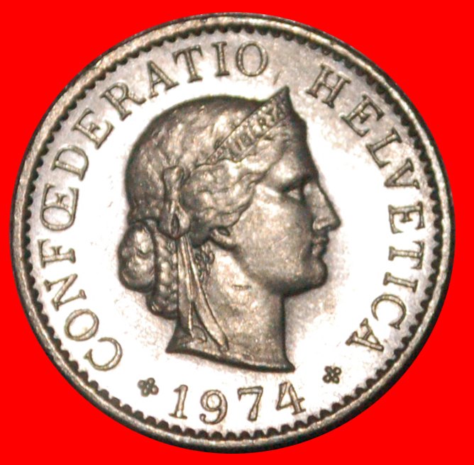  * LIBERTY (1879-2022): SWITZERLAND ★ 5 RAPPEN 1974! DIES 1+B! MINT LUSTRE! LOW START! ★ NO RESERVE!   