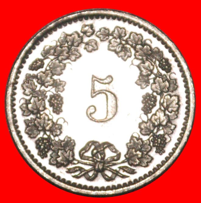  * LIBERTY (1879-2022): SWITZERLAND ★ 5 RAPPEN 1974! DIES 1+B! MINT LUSTRE! LOW START! ★ NO RESERVE!   