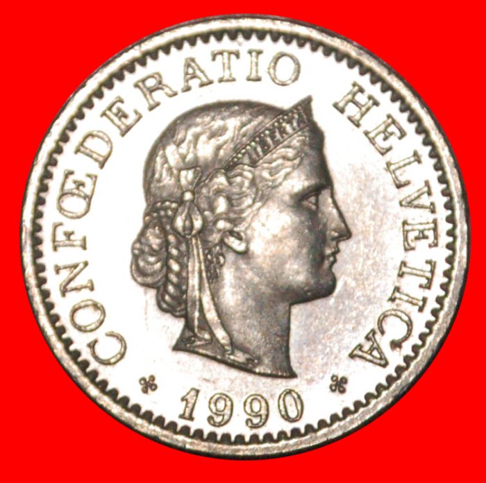  * LIBERTY (1879-2022): SWITZERLAND ★ 10 RAPPEN 1990B! DIES 2+C MINT LUSTRE!★LOW START! ★ NO RESERVE!   