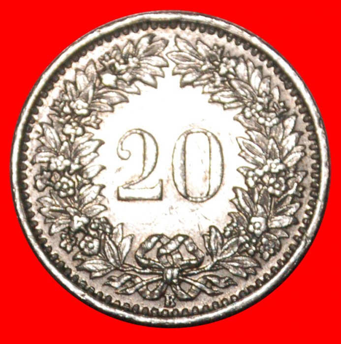  * LIBERTY (1939-2022): SWITZERLAND ★ 20 RAPPEN 1955B DIES 1+A!★LOW START! ★ NO RESERVE!   