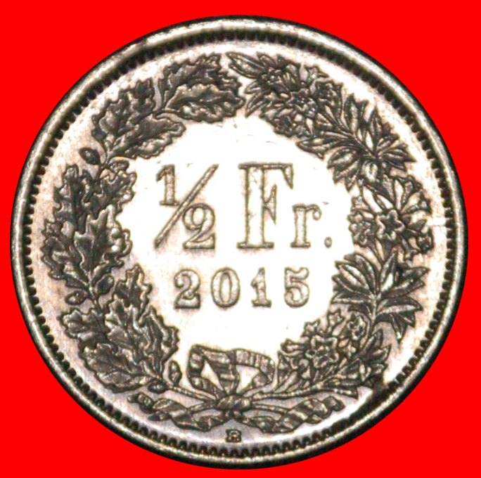  * WITH STAR (1875-2022): SWITZERLAND ★1/2 FRANC 2015B MINT LUSTRE! DIES 2+C★LOW START! ★ NO RESERVE!   