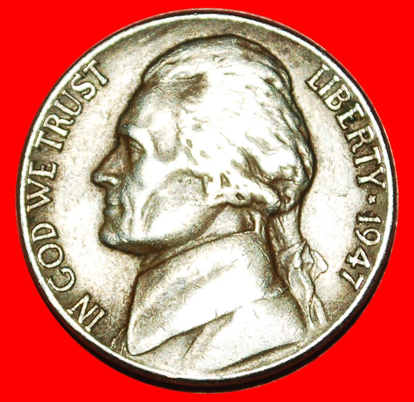 * MONTICELLO (1938-2003): USA ★ 5 CENTS 1947! JEFFERSON (1801-1809) ★LOW START! ★ NO RESERVE!