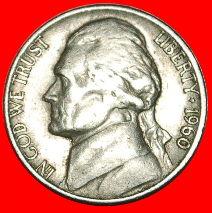  * MONTICELLO (1938-2003): USA ★ 5 CENTS 1960D! JEFFERSON (1801-1809) OHNE VORBEHALT!   