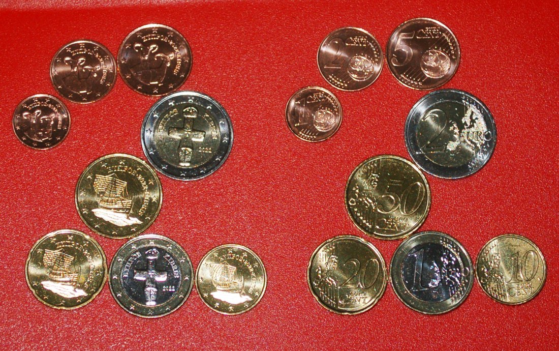  * GREECE: CYPRUS ★ EURO SET 8 COINS 2022 SHIPS AND ANIMALS UNC! UNCOMMON!★LOW START! ★ NO RESERVE!   