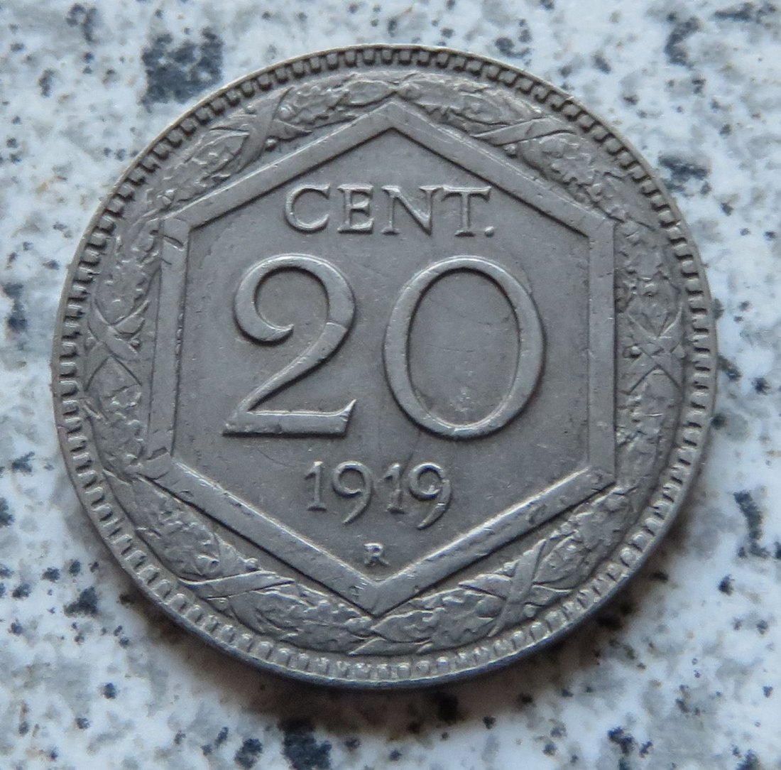  Italien 20 Centesimi 1919 R, besser   