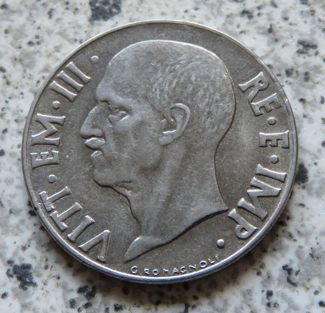  Italien 20 Centesimi 1939 R, XVIII, Riffelrand, nicht magnetisch   