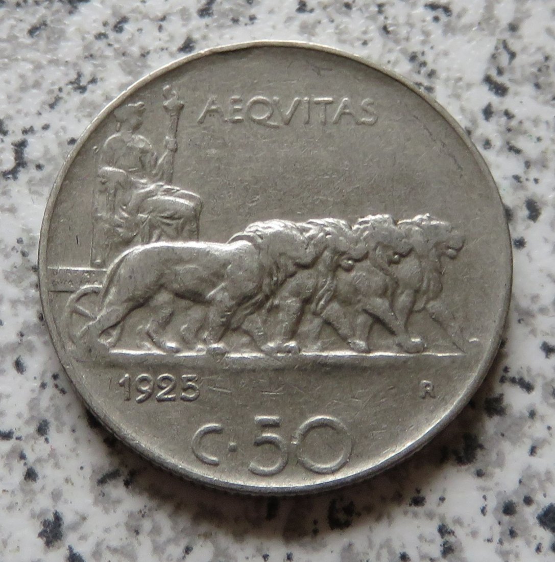  Italien 50 Centesimi 1925, Riffelrand   