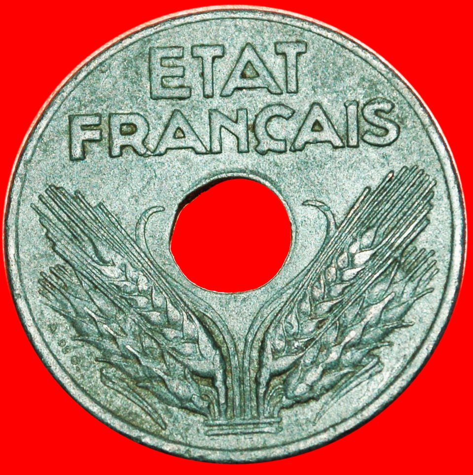  * VICHY BESETZUNG DURCH DEUTSCHLAND: FRANKREICH★ 20 CENTIME 1942 ZINK! UNGEWÖHNLICH! OHNE VORBEHALT   