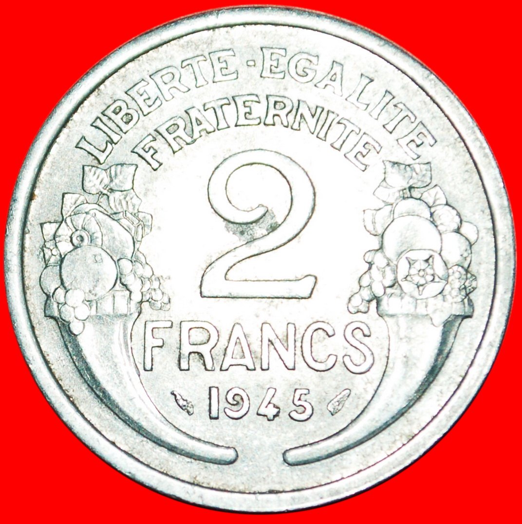  * FÜLLHÖHLE: FRANKREICH ★ 2 FRANC 1945! UNGEWÖHNLICHES JAHR! OHNE VORBEHALT   