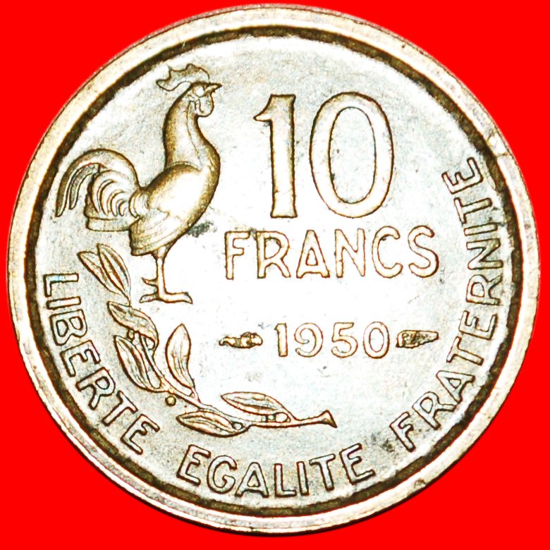  * COCK (1950-1959): FRANCE★ 10 FRANCS 1950! LOW START★NO RESERVE!   
