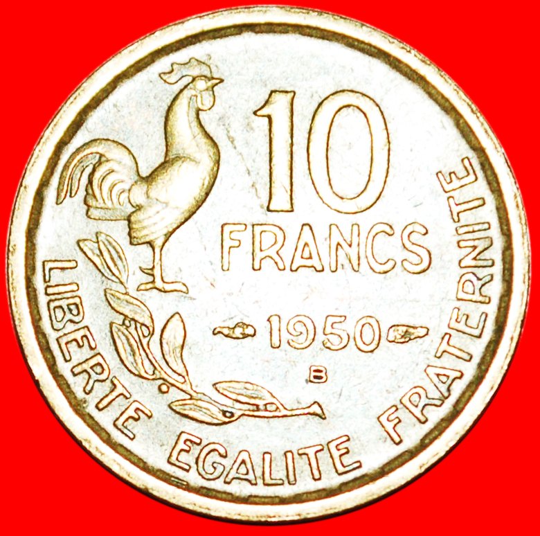  * COCK (1950-1959): FRANCE ★ 10 FRANCS 1950B SCARCE! LOW START★NO RESERVE!   