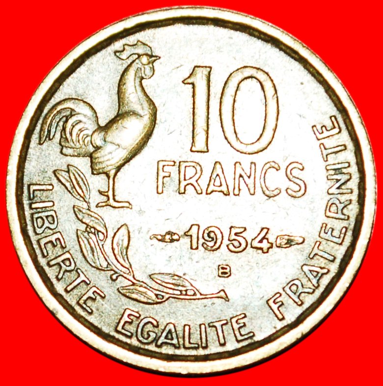  * HAHN (1950-1959): FRANKREICH★ 10 FRANC 1954B! SELTEN!  OHNE VORBEHALT   