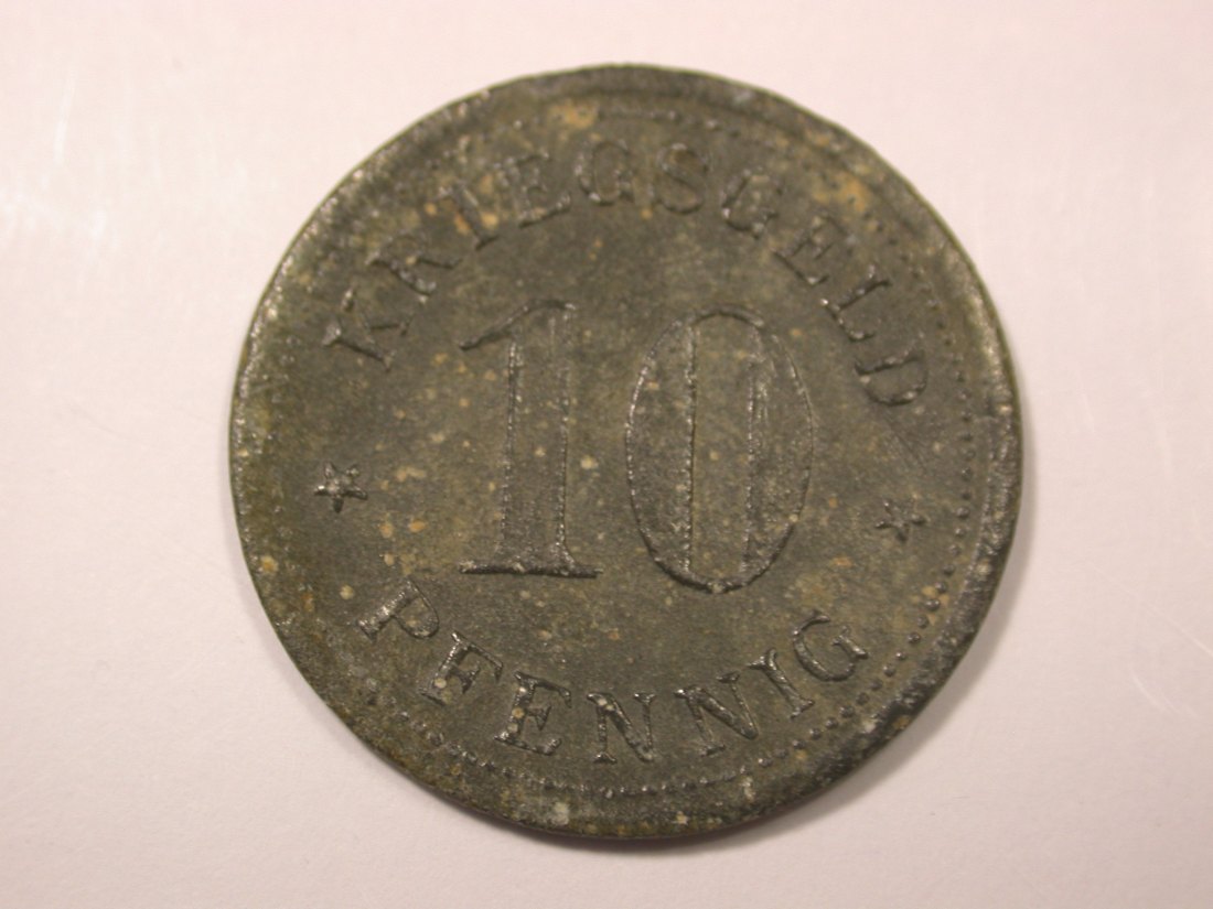  G16 Notgeld  Werden 10 Pfennig Zink  in f.vz  Originalbilder   