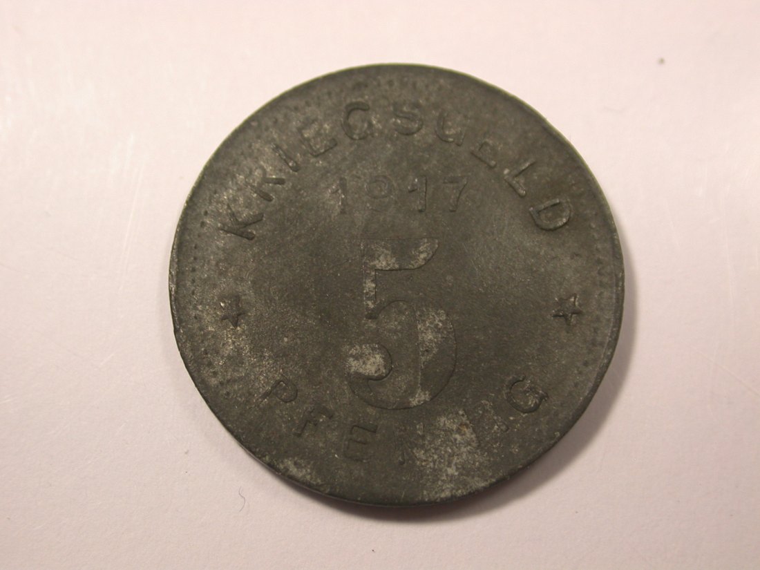  G16 Notgeld  Witten 5 Pfennig 1917 Zink f.vz   Originalbilder   