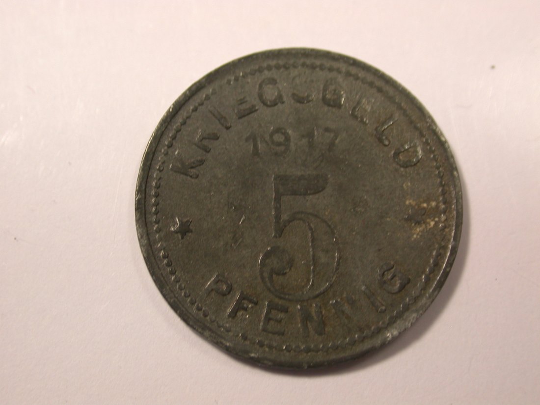  G16 Notgeld  Witten 5 Pfennig 1917 Zink vz   Originalbilder   