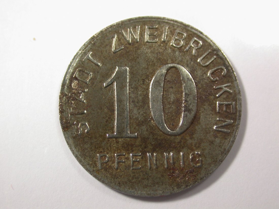  G16 Notgeld  Zweibrücken 10 Pfennig 1919 Eisen  vz  Originalbilder   