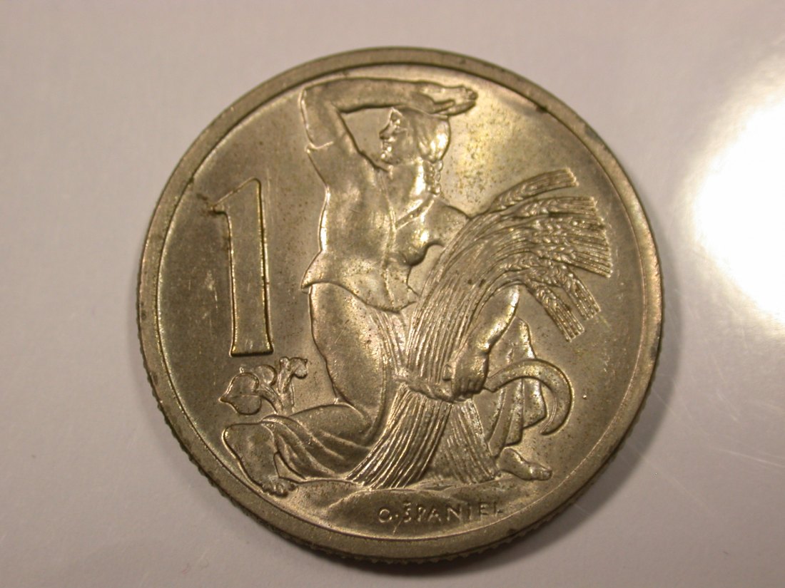 G16 CSSR 1 Krone 1924 in f.ST/EA seltene Erhaltung Originalbilder
