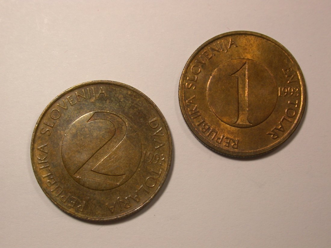  Lots -55-  Slowenien 2 Münzen 1993 in vz, vz-st  Orginalbilder   