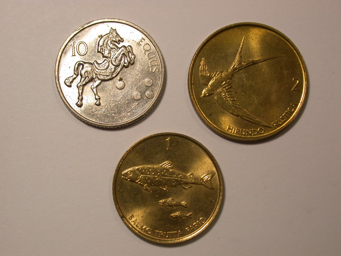  Lots -56-  Slowenien 3 Münzen 1995-2001 in vz-st, ST   Orginalbilder   