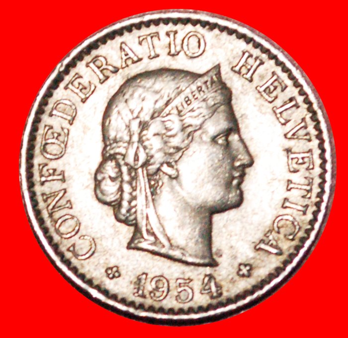  * LIBERTY (1879-2022): SWITZERLAND ★ 5 RAPPEN 1954B! DIES 1+A! LOW START ★ NO RESERVE!   