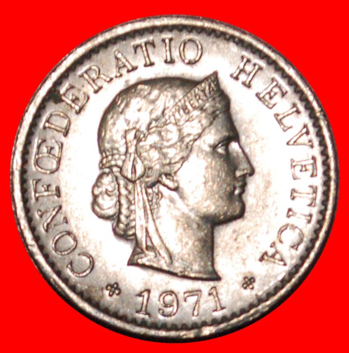 * LIBERTY (1879-2022): SWITZERLAND ★ 5 RAPPEN 1971! DIES 1+B! MINT LUSTRE! LOW START ★ NO RESERVE!