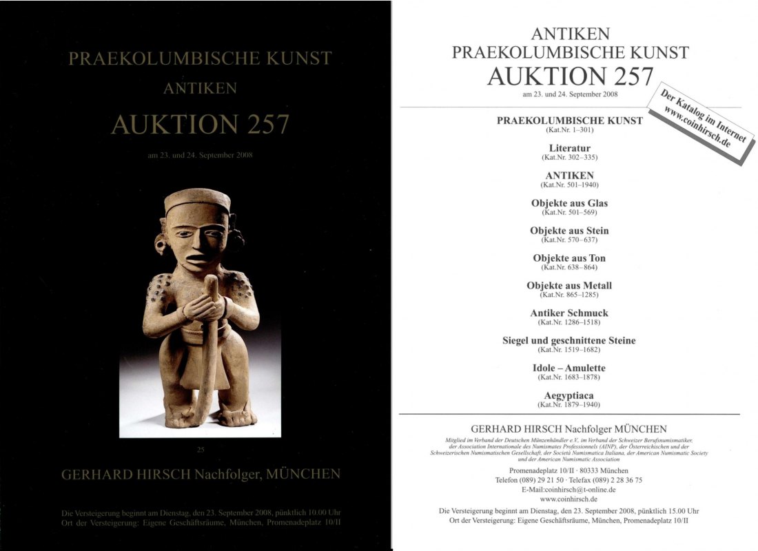  Hirsch (München) Auktion 257 (2008) Antike Kleinkunst / Präkolumbische Kunst   