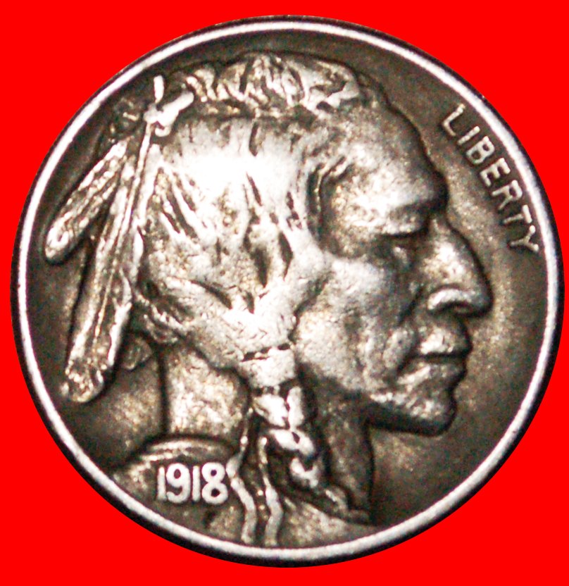  * INDIAN HEAD 1913-1938: USA★5 CENTS 1918 BLACK DIAMOND (1893-1915) UNCOMMON★LOW START ★ NO RESERVE!   