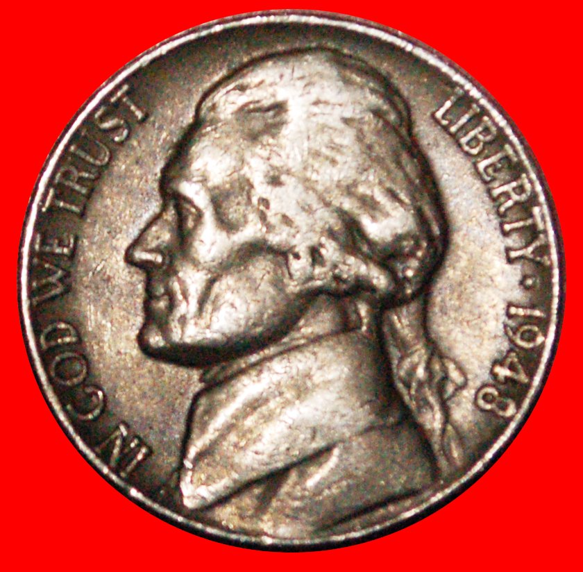  * MONTICELLO (1938-2003): USA ★ 5 CENT 1948! JEFFERSON (1801-1809) ★OHNE VORBEHALT!   