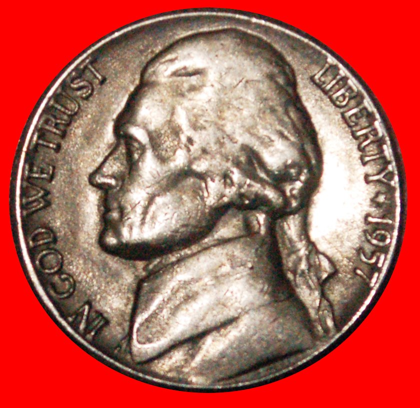 * DISCOVERY COIN MONTICELLO 1938-2003: USA★5 CENTS 1957D★JEFFERSON 1801-1809★LOW START ★ NO RESERVE!