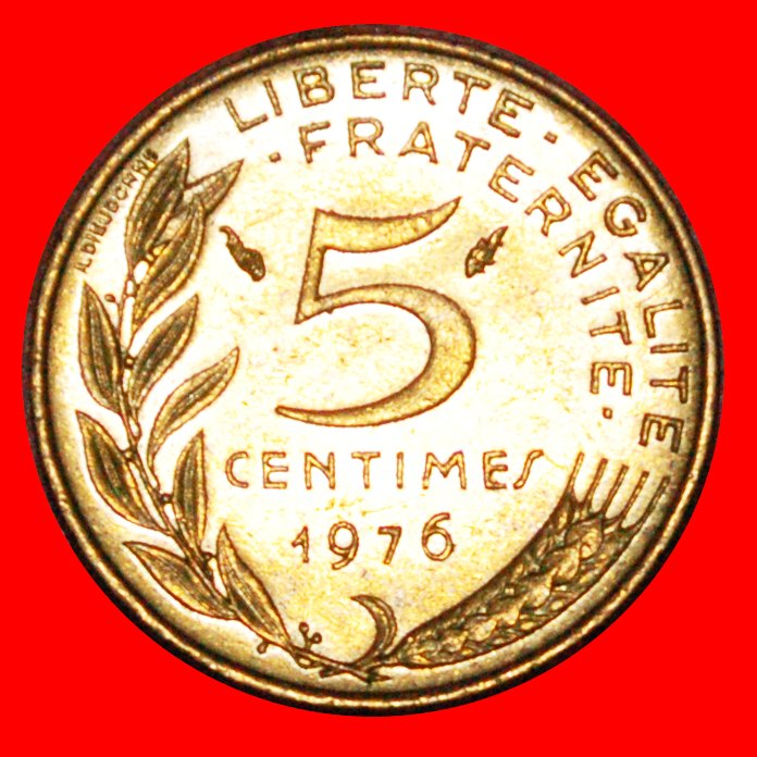  * MARIANNE (1966-2001): FRANCE ★ 5 CENTIMES 1976 MINT LUSTRE! LOW START★ NO RESERVE!   