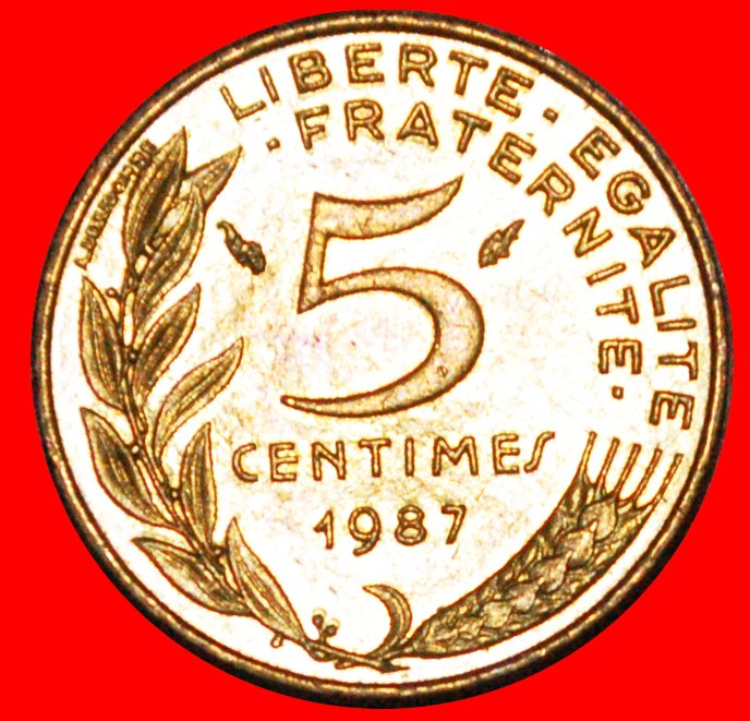  * MARIANNE (1966-2001): FRANCE ★ 5 CENTIMES 1987 MINT LUSTRE! LOW START★ NO RESERVE!   