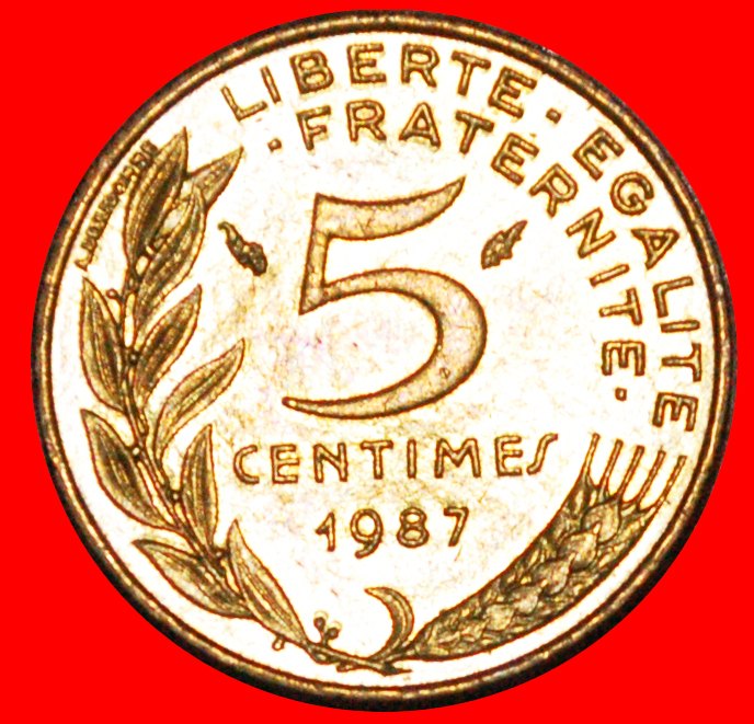  * MARIANNE (1966-2001): FRANKREICH ★ 5 CENTIMES 1987 uSTG STEMPELGLANZ!★OHNE VORBEHALT!   