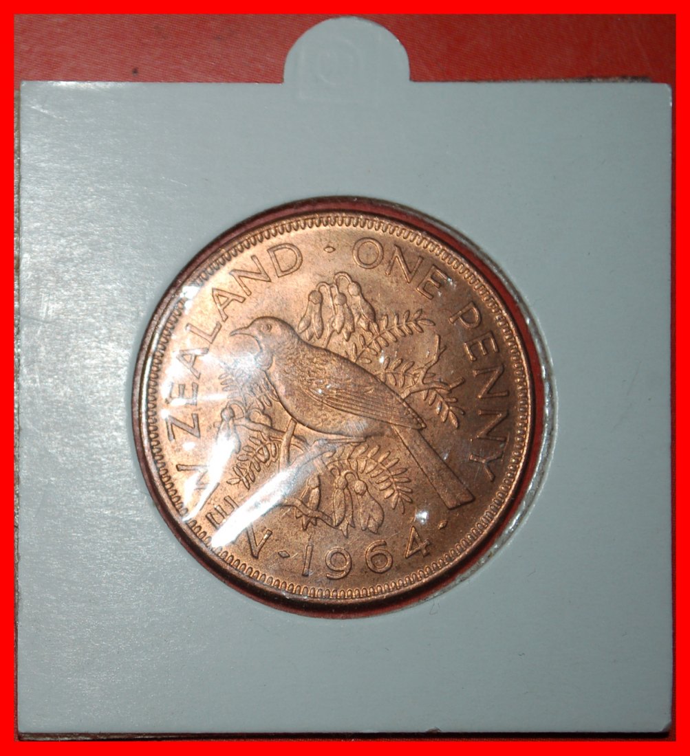 * GREAT BRITAIN: NEW ZEALAND ★ 1 PENNY 1964! DRESSED QUEEN (1953-2022)! RED LOW START★ NO RESERVE!