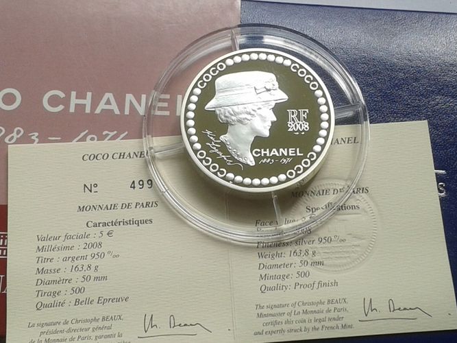  5 euro 2008 PP Frankreich Coco Chanel 155,5g 5 Unzen 5 Unzen Silber Nr. 499/500   