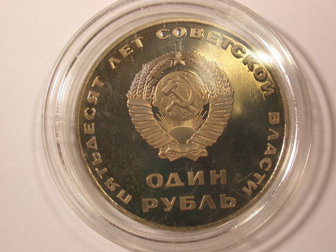  G17  UDSSR/Russland  1 Rubel 1967 50 J. Oktoberrev. Novodel 1988 in PP in Kapsel  Originalbilder   